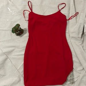 Short Red Dress with Diamond accentsPlus Size